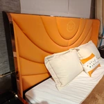 Orange King Size Bed Set Luxury Bedroom Furniture Modern Room with Mattress Frame Double Queen Beds Upholstered King Size Bed